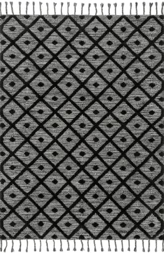 Dark Grey 10' x 14' Diamond Textured Trellis Tassel Rug swatch