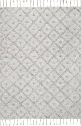 Grey 2' 6" x 6' Diamond Textured Trellis Tassel Rug swatch