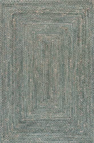 Green 6' Hand Braided Denim And Jute Interwoven Solid Rug swatch