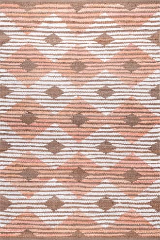 Pink 2' 6" x 12' Hand Braided Denim And Jute Striped Diamonds Rug swatch