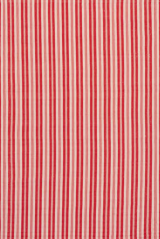 Red Ticking Stripe Handwoven Indoor/Outdoor Rug swatch