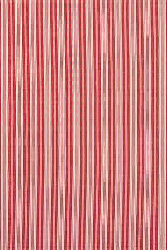 Red Ticking Stripe Handwoven Indoor/Outdoor Rug swatch