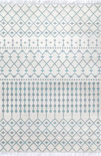 Blue Indoor/Outdoor Trellis With Tassels Rug swatch