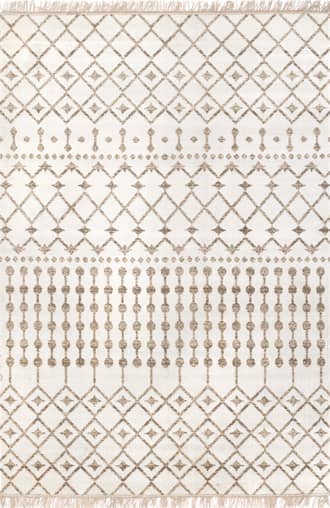 Beige Indoor/Outdoor Trellis With Tassels Rug swatch