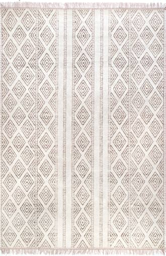 Beige Indoor/Outdoor Striped With Tassels Rug swatch