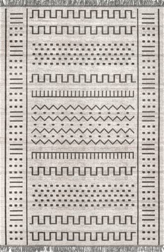 Light Grey 2' 6" x 6' Native Indoor/Outdoor With Tassels Rug swatch