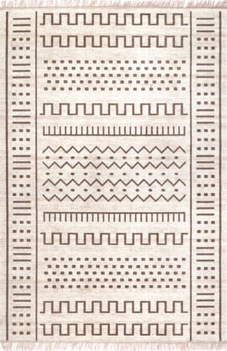 Beige 2' 6" x 10' Native Indoor/Outdoor With Tassels Rug swatch