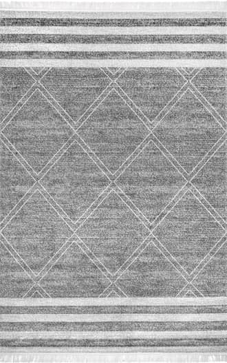 Grey Diamonds And Stripes Fringe Indoor/Outdoor Rug swatch