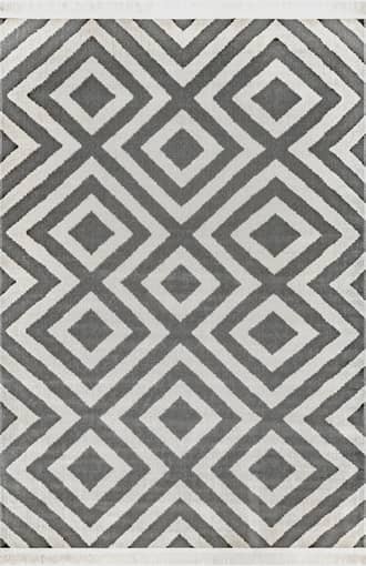 Grey Diamond Mesh Fringed Indoor/Outdoor Rug swatch