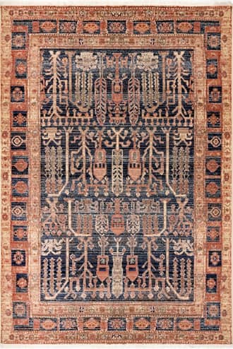 Multicolor Arboreal Landscape Fringe Rug swatch