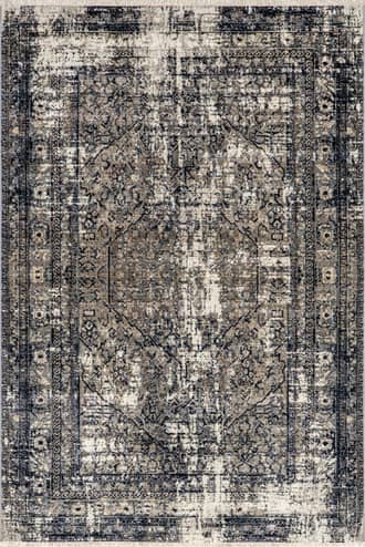 Dark Grey 9' x 12' Vintage Medallion Fringe Rug swatch