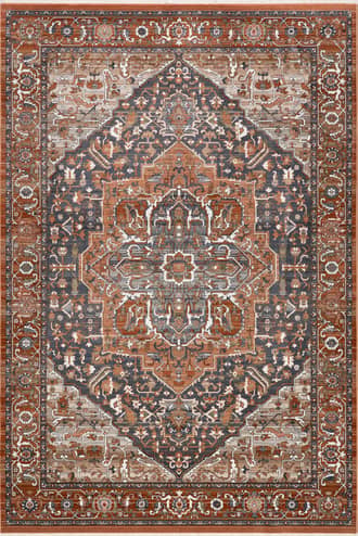 Rust 2' 8" x 8' Rosette Medallion Fringed Rug swatch