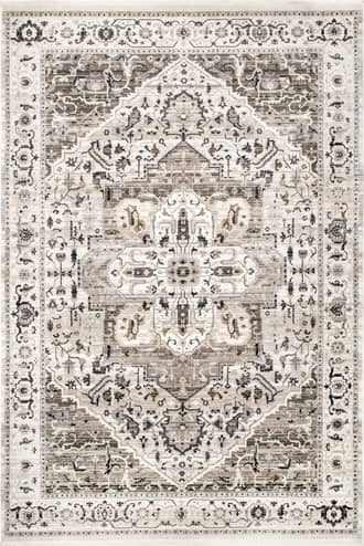 Beige 2' 8" x 8' Rosette Medallion Fringed Rug swatch