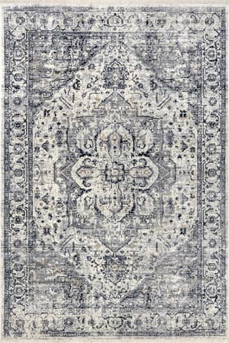 Blue 8' x 10' Rosette Medallion Fringed Rug swatch