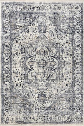 Blue 2' x 3' 7" Rosette Medallion Fringed Rug swatch