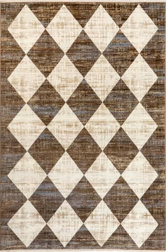 Beige 8' x 8' Vanni Checkered Fringed Rug swatch