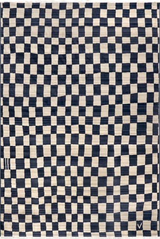 Navy 2' 8" x 7' 10" Rasali Checkered Box Rug swatch