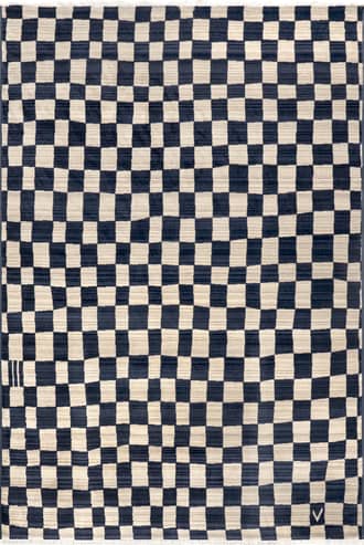 Navy Rasali Checkered Box Rug swatch