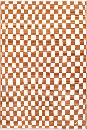 Orange 4' x 6' 5" Rasali Checkered Box Rug swatch