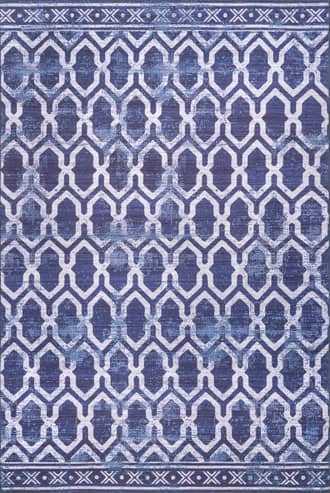 Blue Megan Trellis Washable Indoor/Outdoor Rug swatch