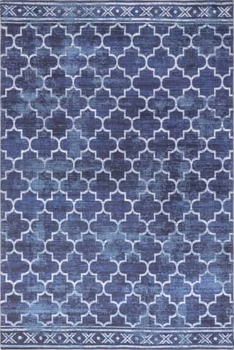 Dark Blue Isabelle Trellis Washable Indoor/Outdoor Rug swatch