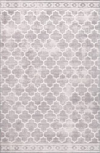 Light Grey Isabelle Trellis Washable Indoor/Outdoor Rug swatch