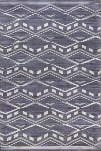 Blue 2' 6" x 8' Natalia Chevrons Washable Indoor/Outdoor Rug swatch