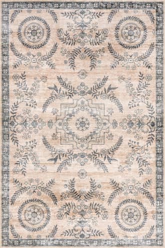 Sand Londyn Floral Vines Spill Proof Washable Rug swatch