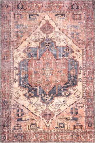 Peach Timeworn Medallion Printed Rug swatch