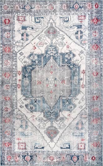 Blue 2' x 3' Timeworn Medallion Printed Rug swatch