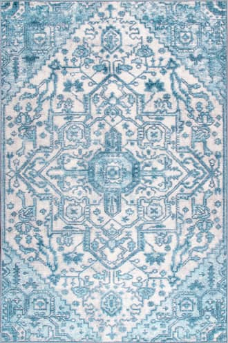 Light Blue Broad Printed Medallion Rug swatch