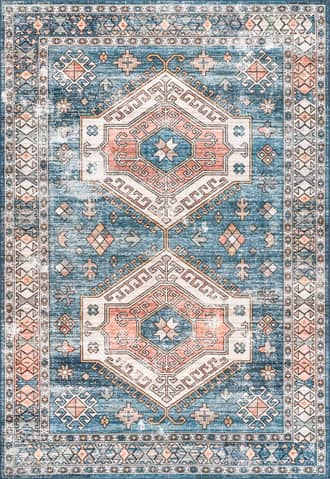 Blue 5' x 8' Ria Geometric Washable Rug swatch