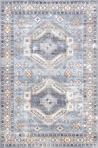 Light Blue 8' x 10' Ria Geometric Washable Rug swatch