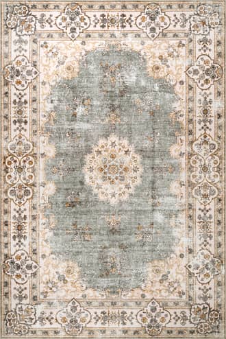 Light Grey 3' x 5' Rosette Medallion Washable Rug swatch