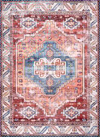 Rust 2' 6" x 8' Oriental Medallion Washable Rug swatch