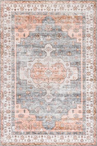 Light Grey Francis Cartouche Medallion Washable Rug swatch
