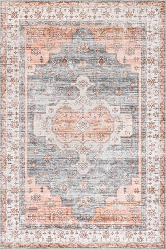 Light Orange 2' x 3' Francis Cartouche Medallion Washable Rug swatch