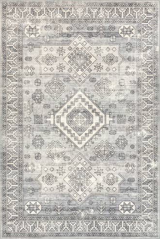 Grey 2' 6" x 6' Faded Geometric Washable Rug swatch