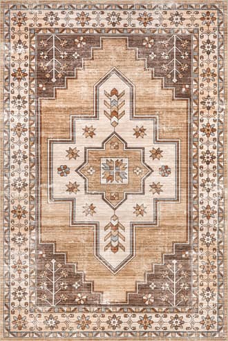 Sand Laurel Medallion Washable Rug swatch