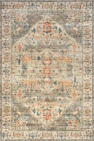 Taupe 5' x 8' Atrium Medallion Washable Rug swatch