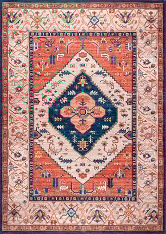 Rust 2' 6" x 8' Tribal Medallion Washable Rug swatch
