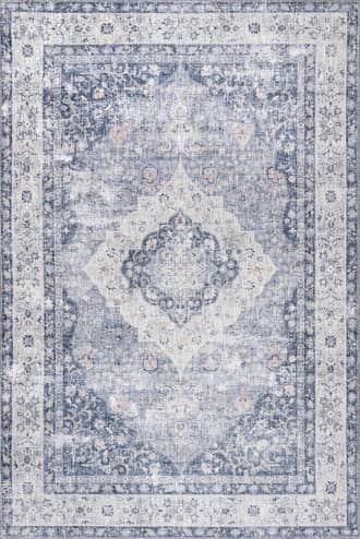 Blue Gianna Blossom Washable Rug swatch