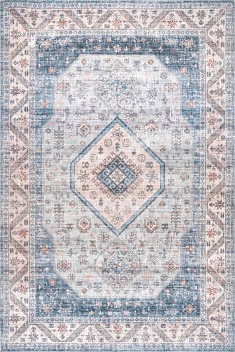 Blue Natasha Medallion Washable Rug swatch