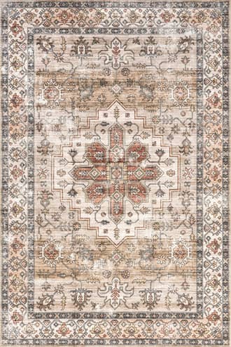 Beige Mara Medallion Washable Rug swatch