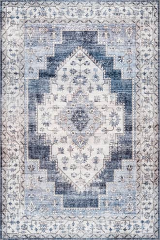 Navy 3' x 5' Maria Oasis Medallion Washable Rug swatch