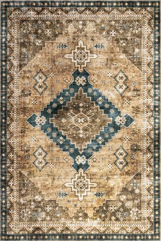 Hunter Green Jessamine Washable Geometric Rug swatch