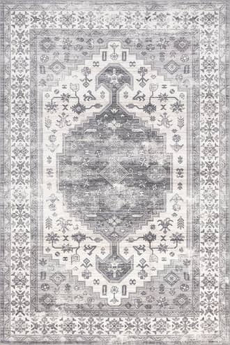 Dark Grey Daisy Washable Persian Rug swatch