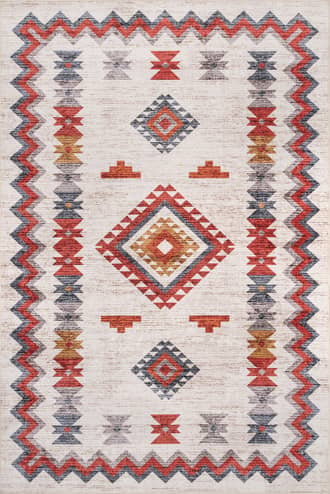 Beige Nancy Southwestern Diamond Washable Rug swatch