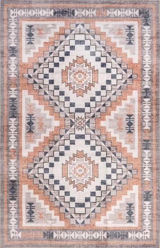 Light Orange 5' x 8' Violeta Timeless Medallion Washable Rug swatch