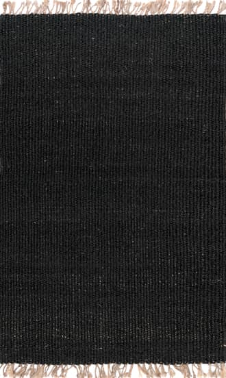 Black Solid Jute Tassel Rug swatch